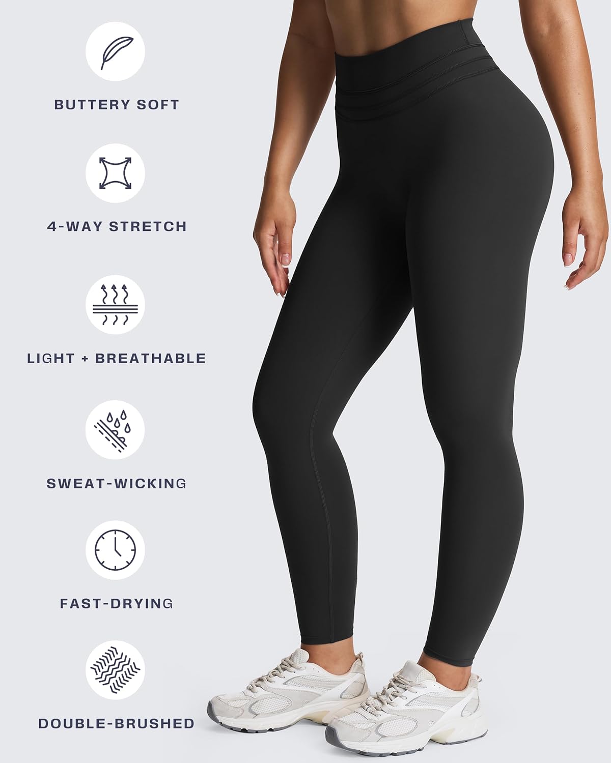 Aoxjox High Waisted Workout Leggings for Women Scrunch Tummy Control Luna Buttery Soft Gym Yoga Pants 26" - Image 5