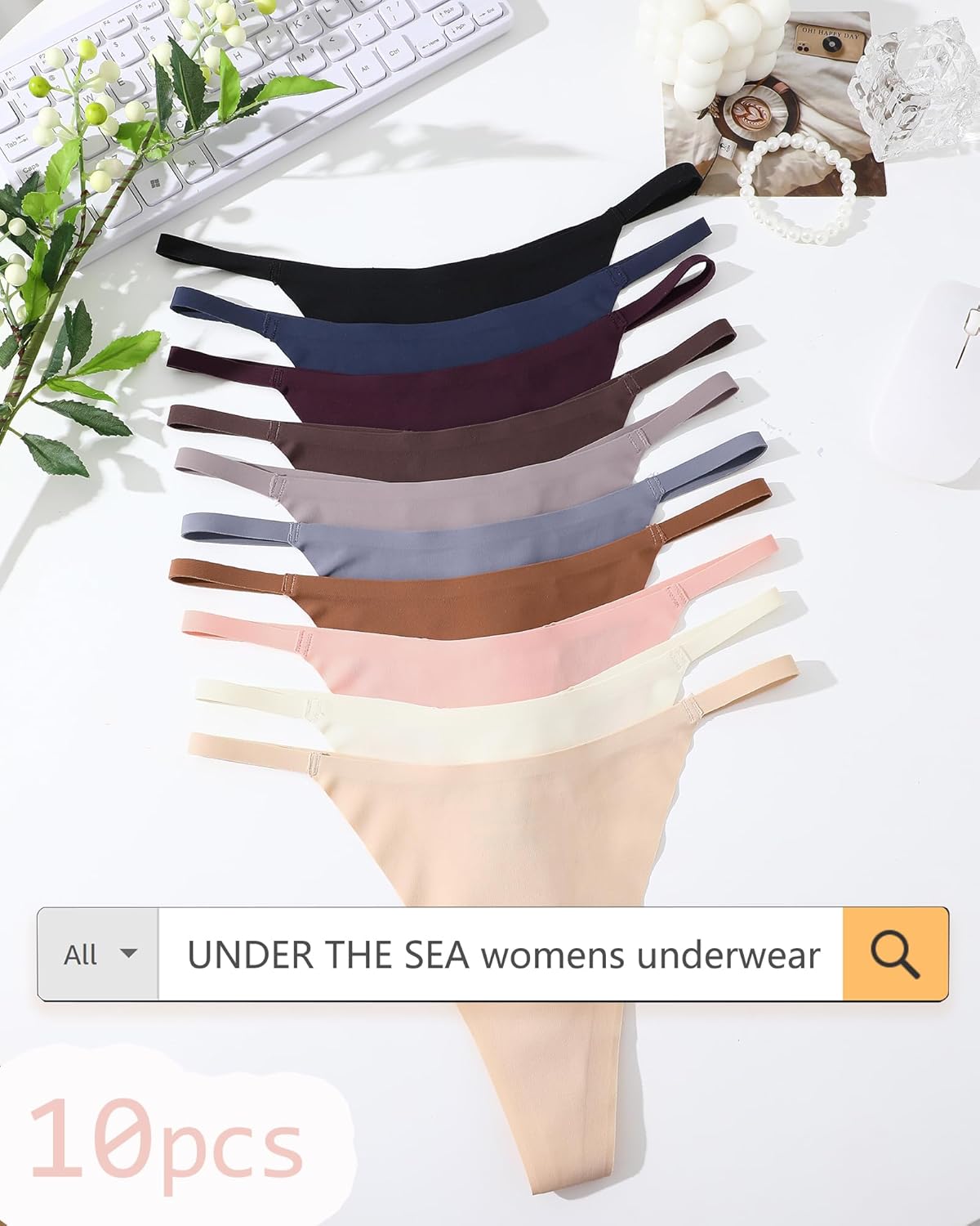UNDER THE SEA 10 Pack G String Thongs for Women Seamless Underwear Low Rise No Show Thong Stretch Womens Panties Sexy XS-2XL - Image 7