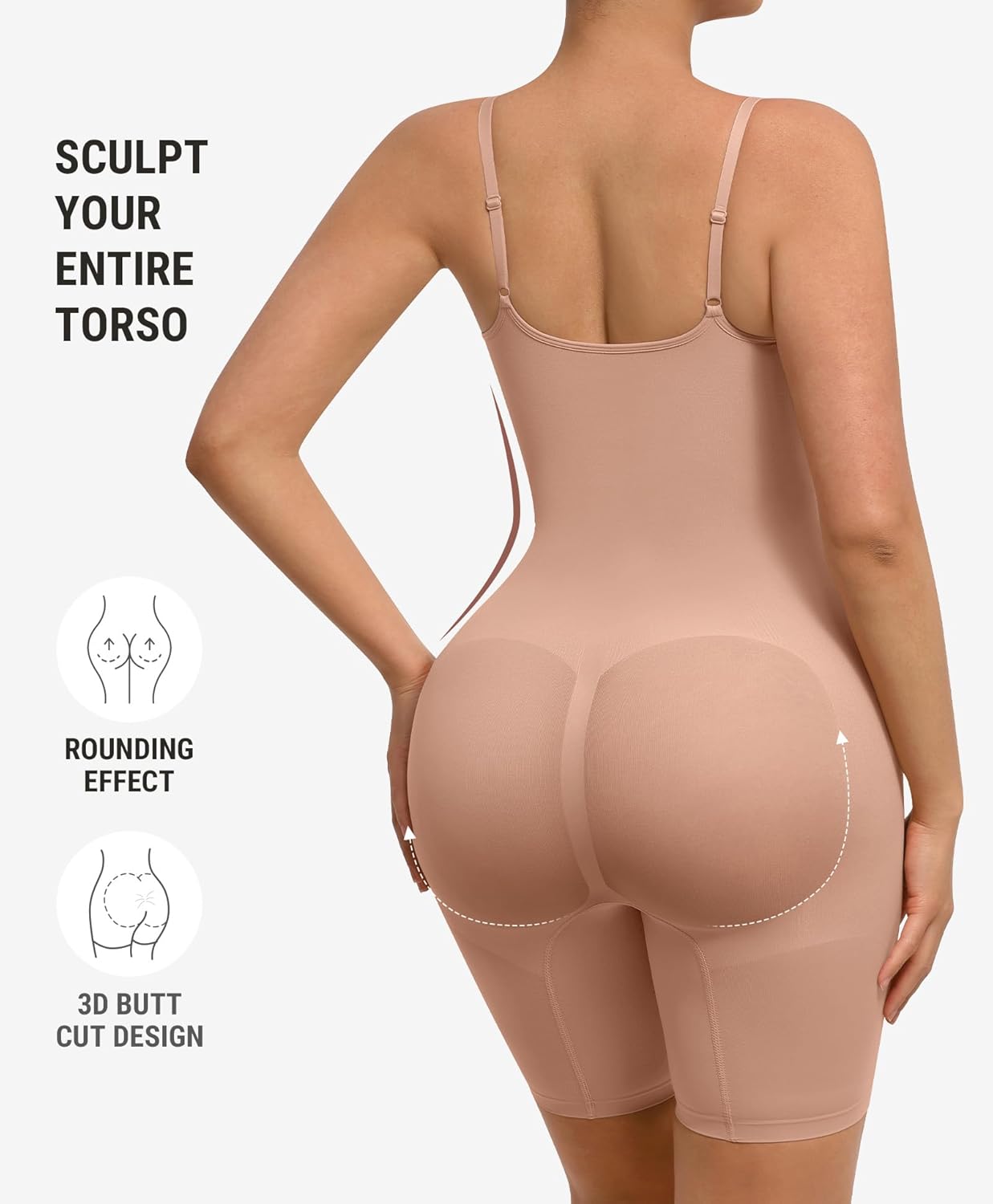 FeelinGirl Shapewear Tummy Control Seamless Bodysuit Hip Enhancer Body Shaper for Women - Image 2