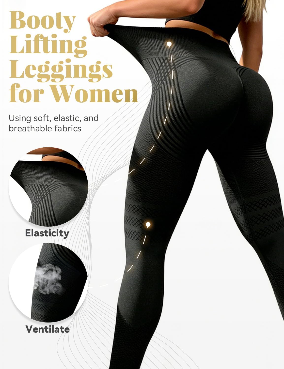 3D Leggings Compression, Women‘s High Waisted Compression Leggings, Butt Lifting Workout Leggings, Squat Proof - Image 4
