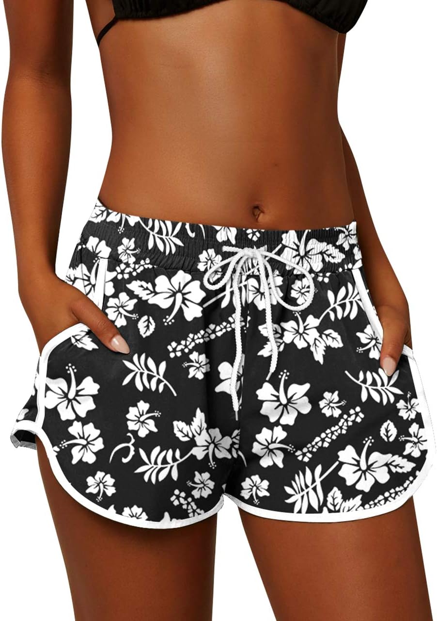 For G and PL Women Summer Floral Beach Boardshorts with Pockets Swim Trunks - Image 4