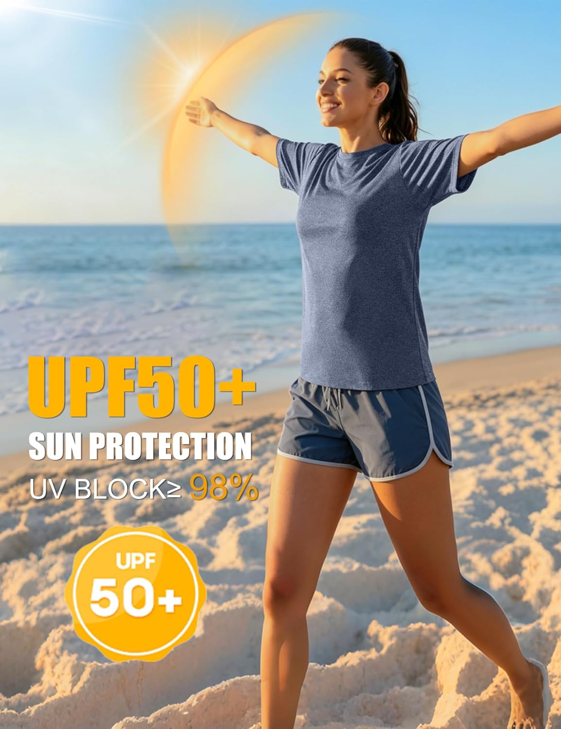 Kinglaman 5/6 Pack Workout Tops Gym Shirts for Women Dry Fit UPF 50+ Sun UV Protection Swim Athletic Yoga Tee T Shirts Tops - Image 4