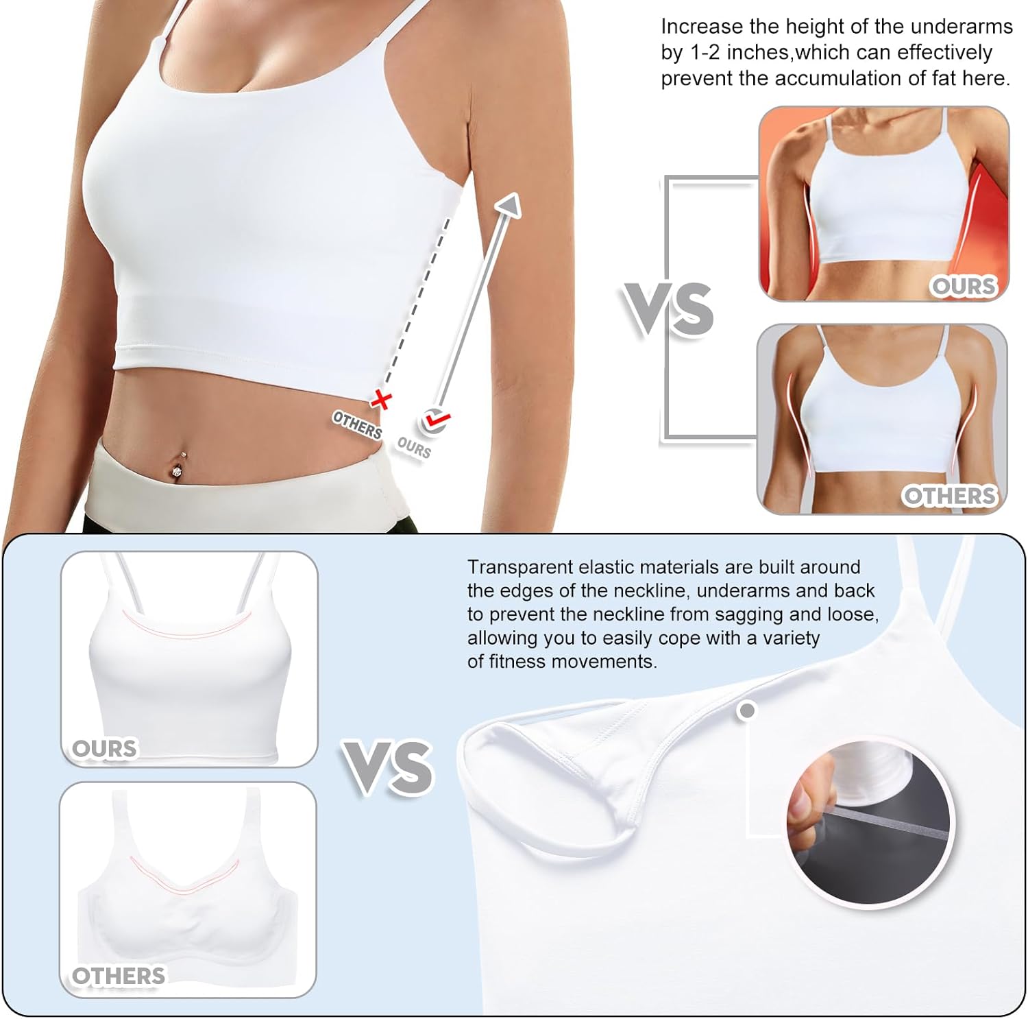 ECOPARTY Wirefree Padded Yoga Sports Bra for Women - Moisture Wicking Quick Dry Workout Crop Tank Camisole - Image 3