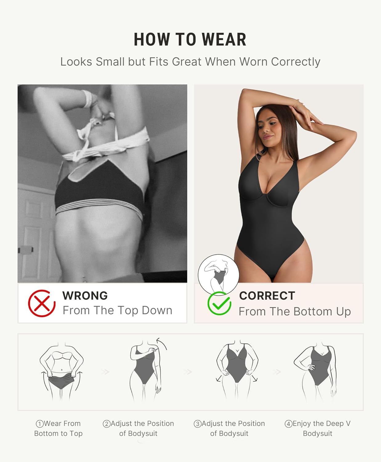 FeelinGirl Shapewear Bodysuits for Women Tummy Control Body Suits Deep V Neck Thong Body Shaper - Image 7