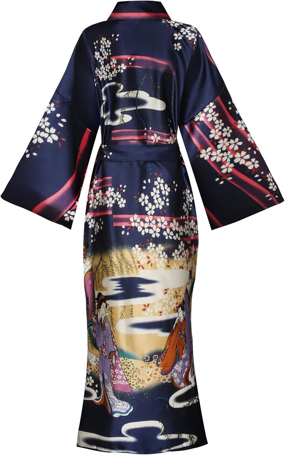 Women's Floral/Patterned Silky Kimono Robes Long Satin Bathrobes Sleepwear Loungewear - Image 2