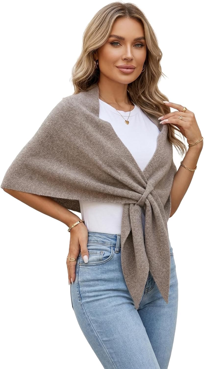 Shawl Wraps Women Pashmina Cardigan Triangle Cape Knit Shoulder Top Sweater Scarf for Fall Winter - Image 2