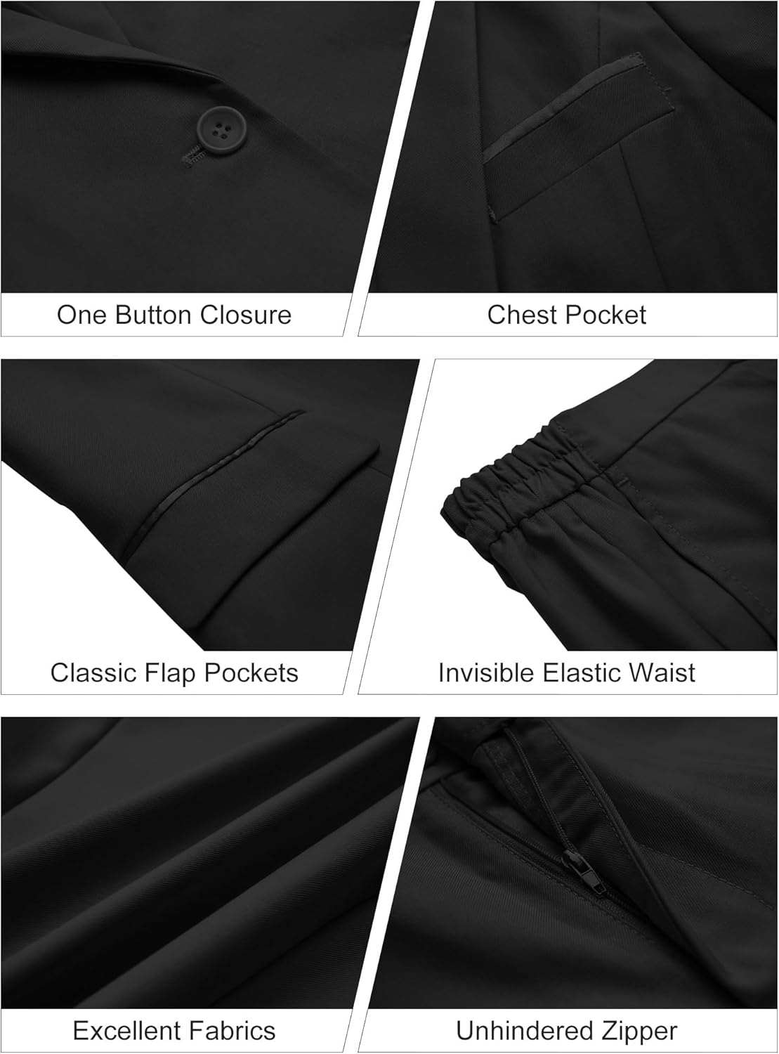 Kelyaa Women's 2 Piece Suit Notched Lapel One Button Slim Fit Business Office Work Tuxedo Blazer Pants Set - Image 4