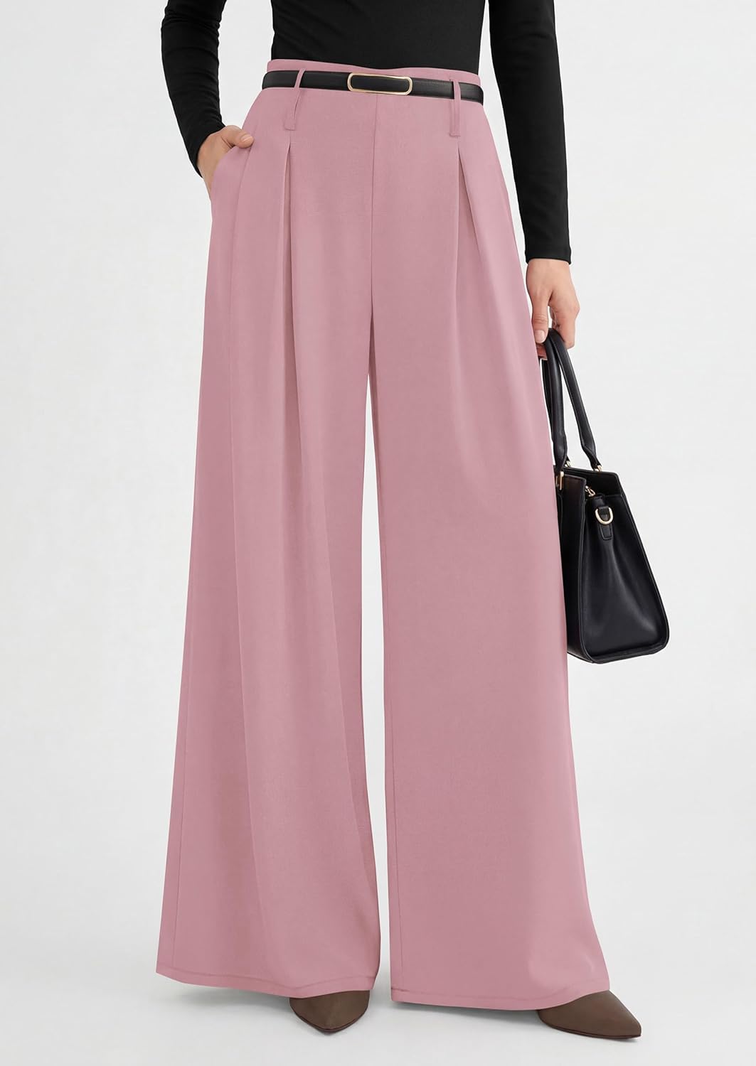PRETTYGARDEN Womens Wide Leg Trousers 2026 Elastic High Waisted Dress Pants Pleated Slacks Flowy Business Work Palazzo Pants - Image 2