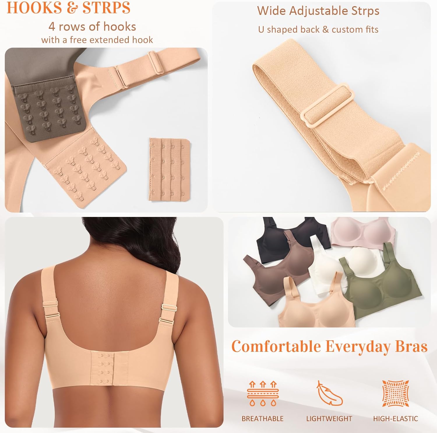 Wireless Jelly Seamless Bras for Women No Underwire Tshirt Full Coverage Padded Bra Comfortable Everyday Bralettes - Image 5