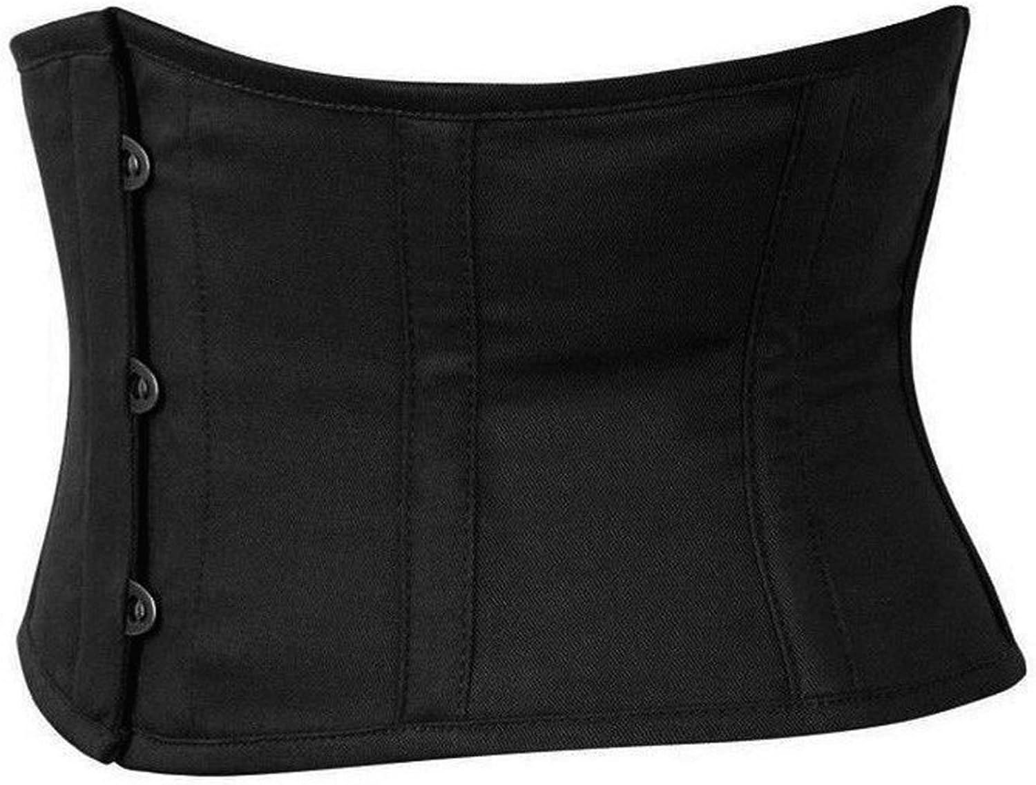 Womens Waist Trainer Cincher Heavy Duty Steel Boned Underbust Waspie Cotton Corset - Image 2