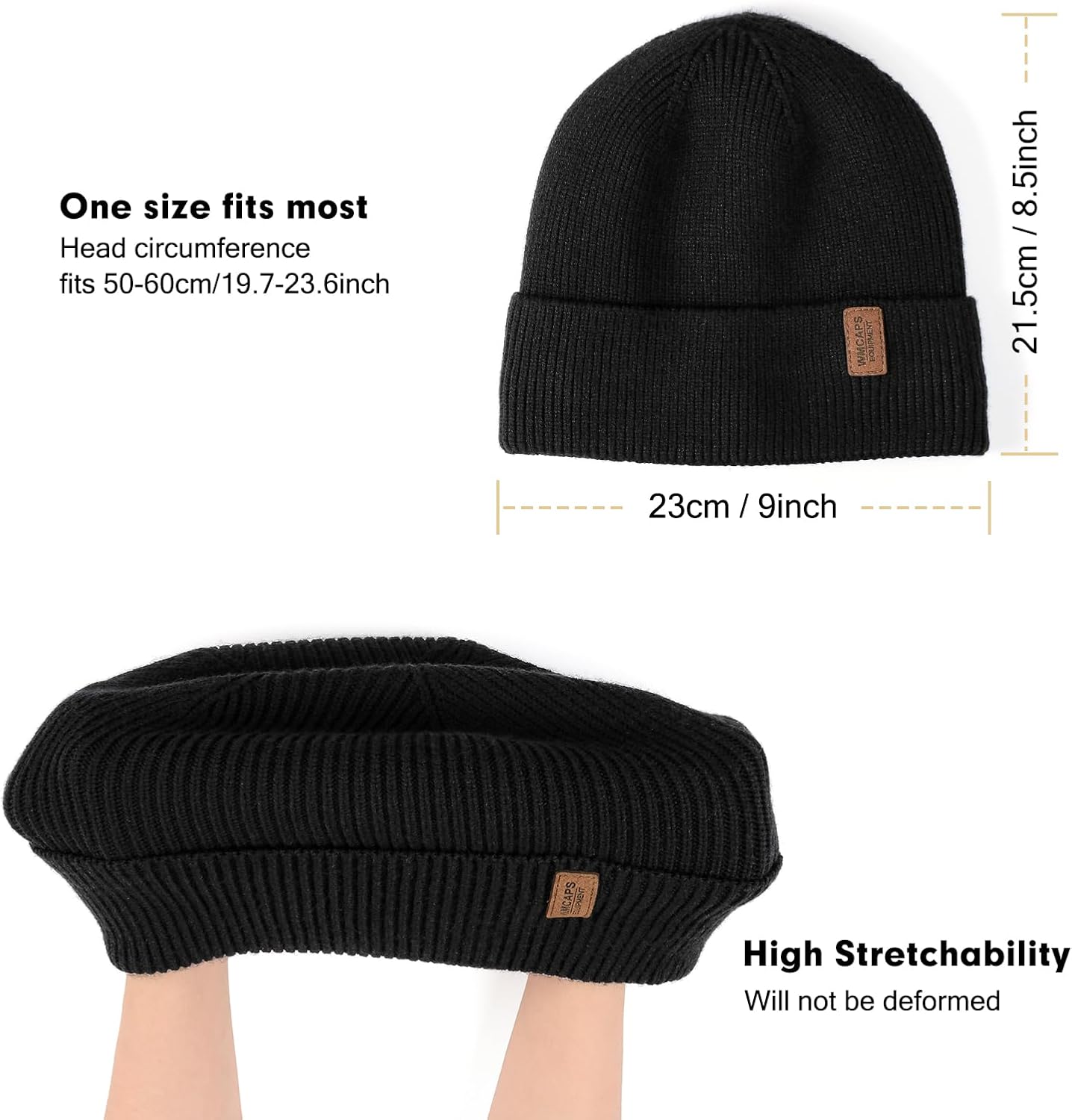Wmcaps Winter Beanie for Men Women, Fleece Lined Beanie Soft Warm Knit Hat Ski Stocking Cuffed Cap - Image 3