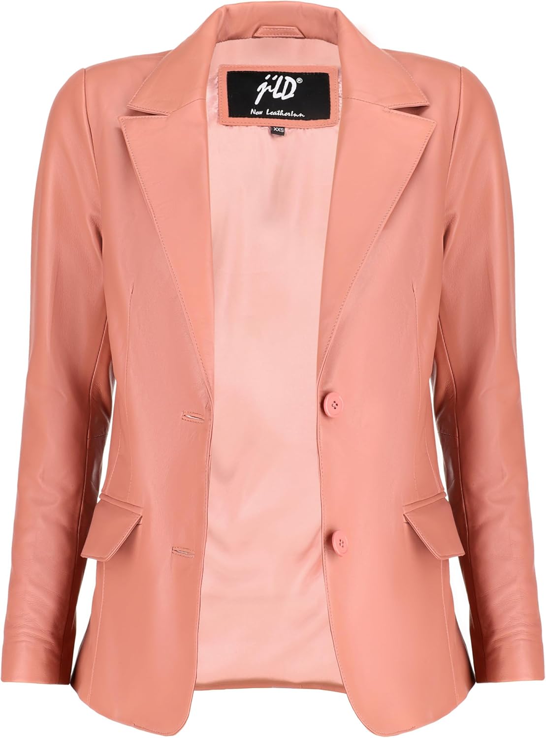 Jild Classic 2-Button Lambskin Leather Blazer Women - Casual Coat Long Sleeves Suit Style Leather Jacket Women - Image 2