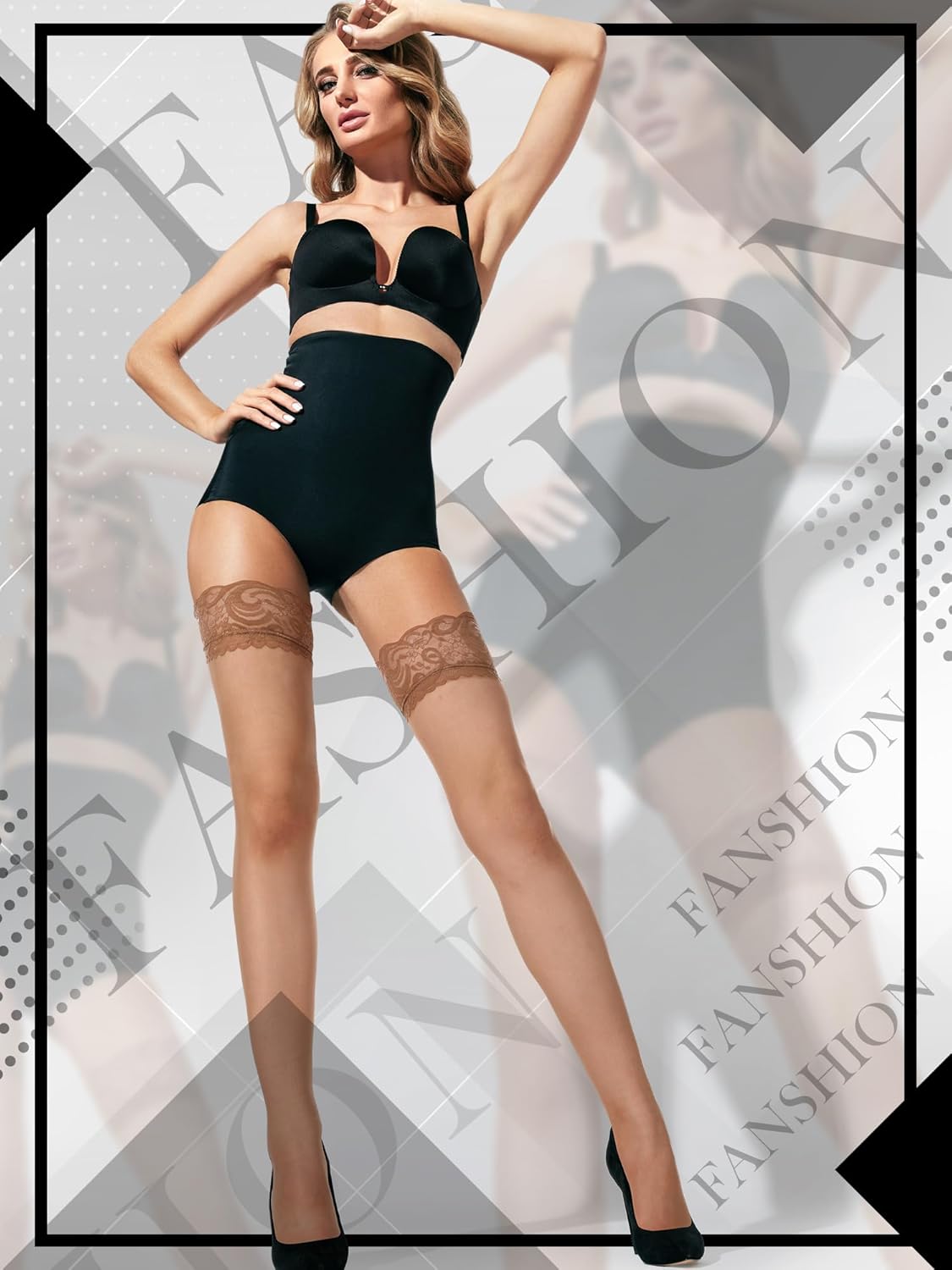 Boao Women Thigh High Stockings Anti-skid Silicone Lace Stockings Silk Stocking Tights for Women and Girls Supplies - Image 7