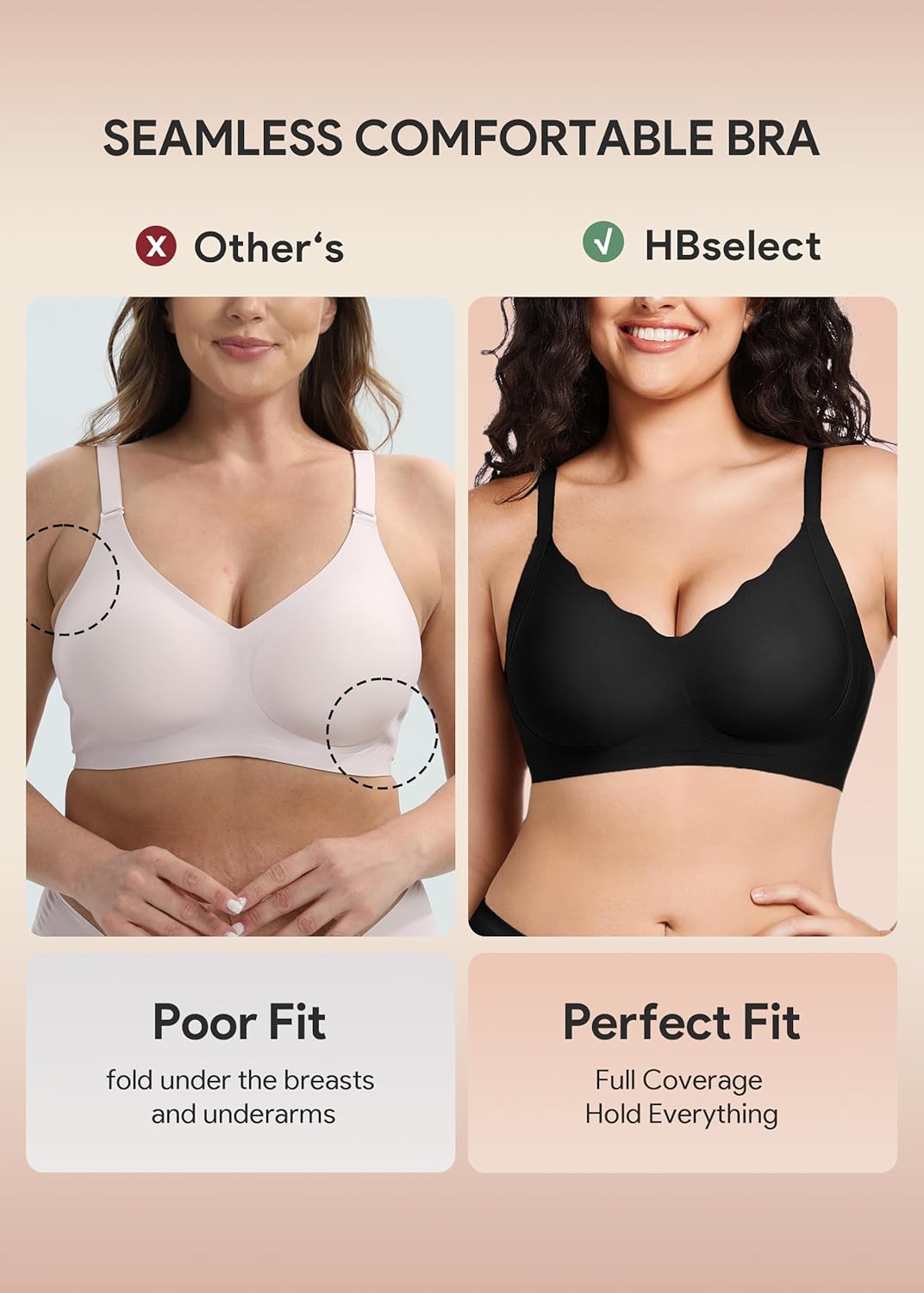 HBselect Jelly Bras for Women No Underwire 3PCS Comfort Wireless Push Up Bras Seamless Scalloped Lift Everyday Bralettes - Image 6