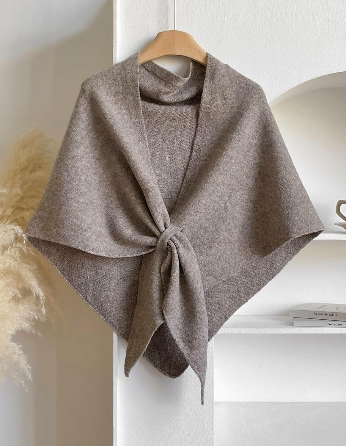 Shawl Wraps Women Pashmina Cardigan Triangle Cape Knit Shoulder Top Sweater Scarf for Fall Winter - Image 7