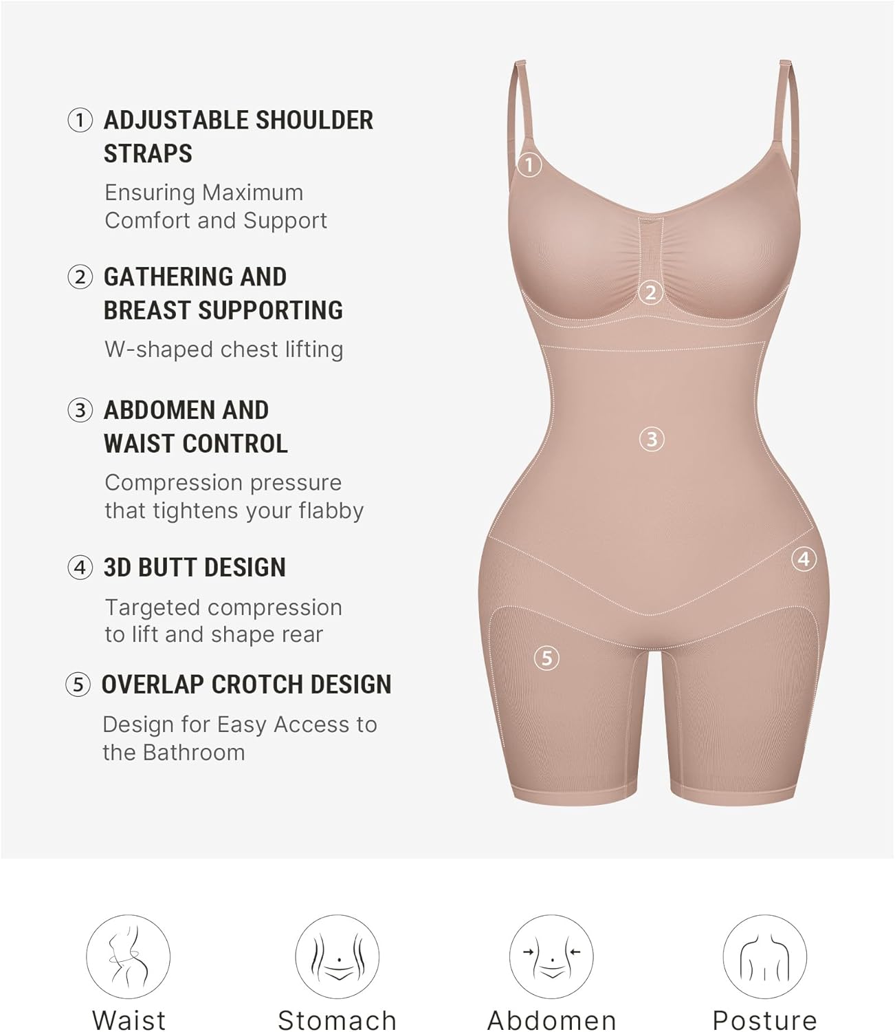 FeelinGirl Shapewear Tummy Control Seamless Bodysuit Hip Enhancer Body Shaper for Women - Image 6