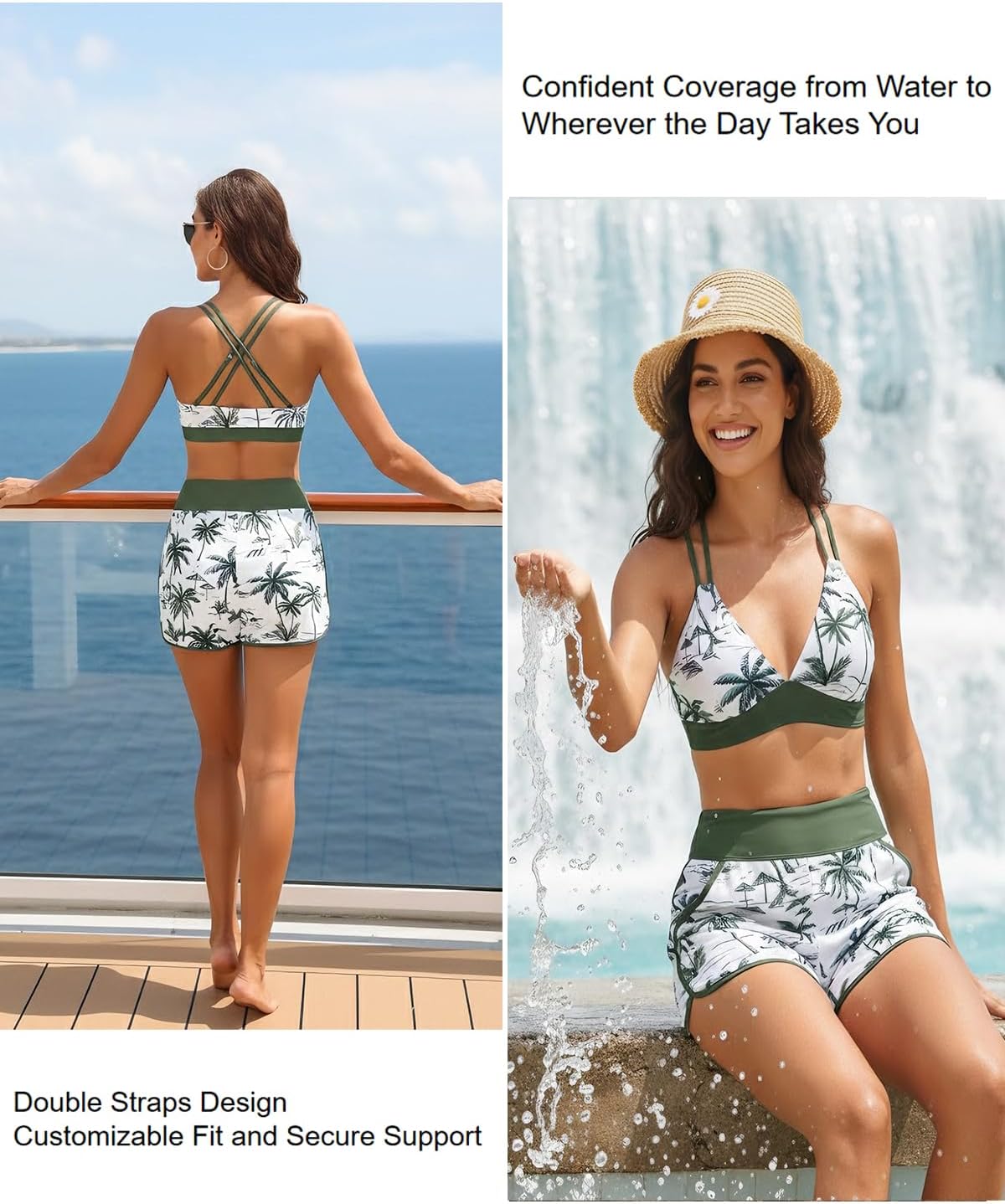 Daci Women 3 Piece Tankini Swimsuits - Tummy Control Tank Top with Bra Modest Bathing Suit with Pockets Boyshorts Bottom 2026 - Image 5