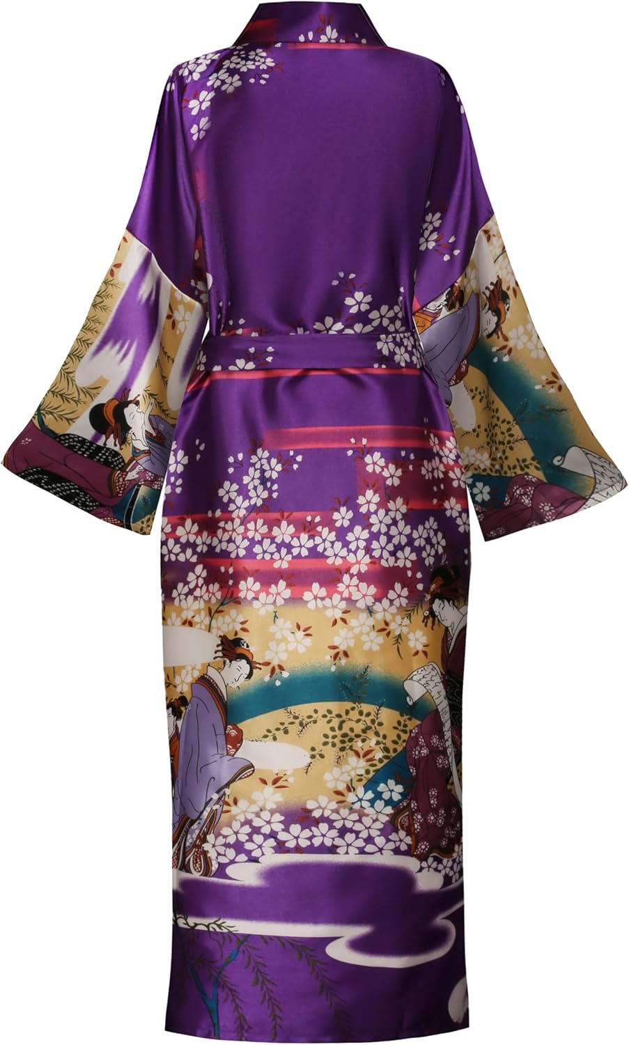 Women's Plus Size Floral Robes Long Satin Kimonos Bathrobes Patterned Long Silky Sleepwear Loungewear - Image 2