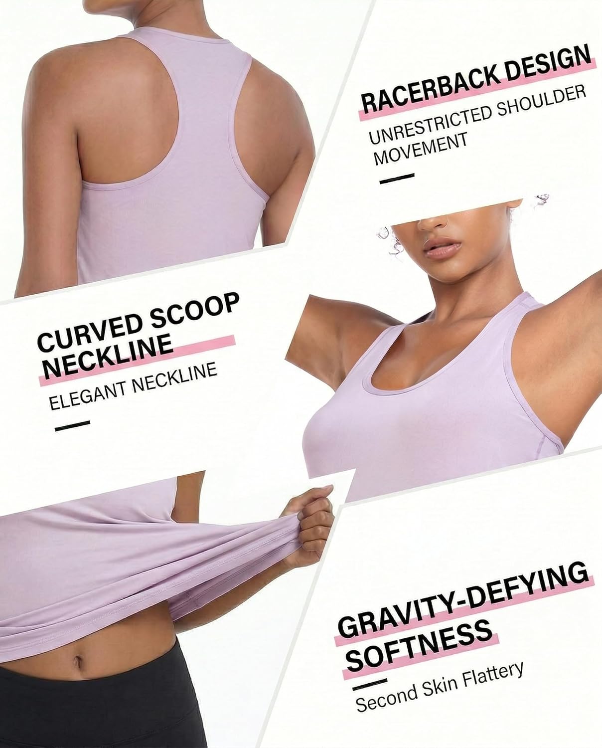 6 or 5 Pack Workout Tank Tops for Women, Athletic Racerback Sports Tank Tops, Compression Sleeveless Dry Fit Shirts - Image 4
