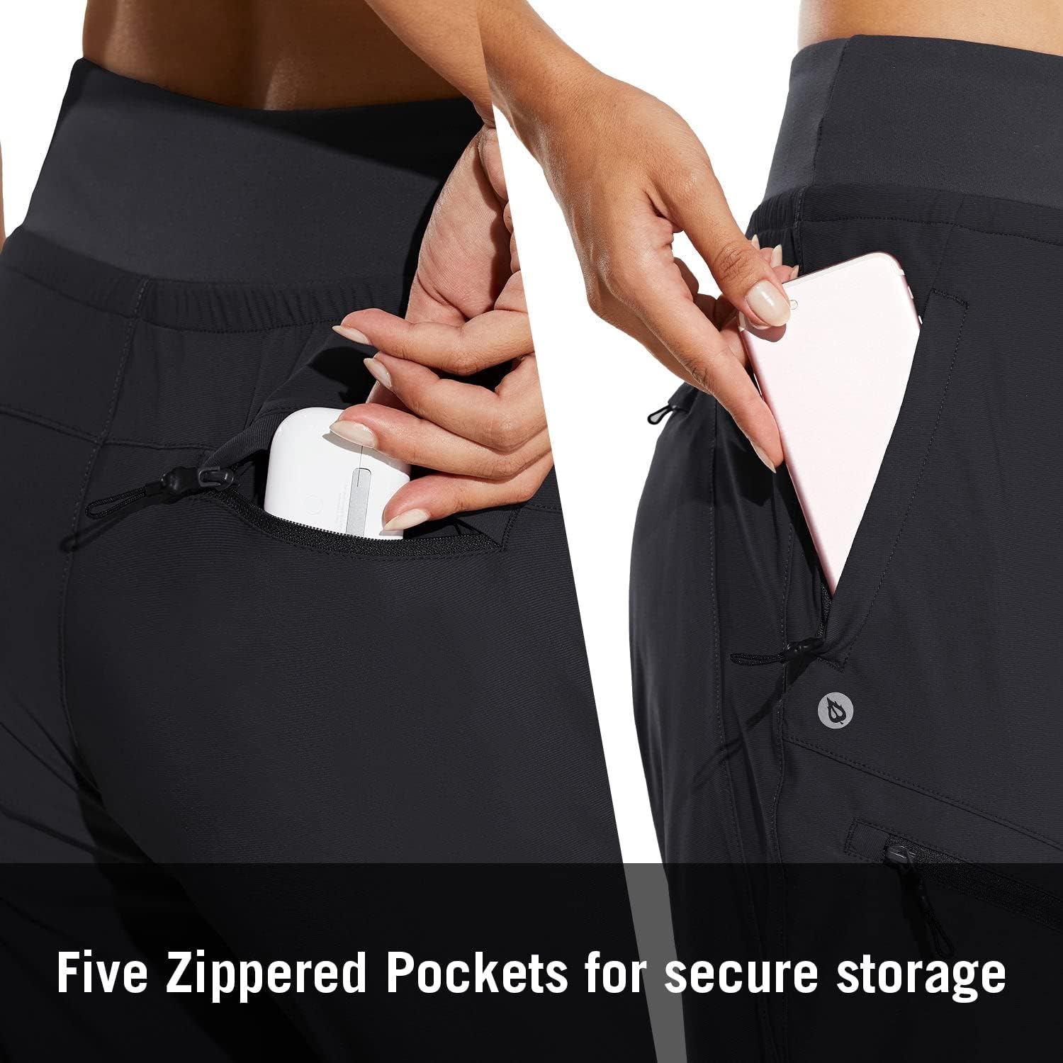 baleaf Womens Lightweight Hiking Pants Water Resistant Quick Dry Joggers with 5 Zipper Pockets UPF 50+ for Travel Hiking - Image 5