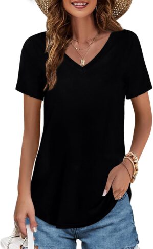 Elesomo Womens T Shirts V Neck Summ...