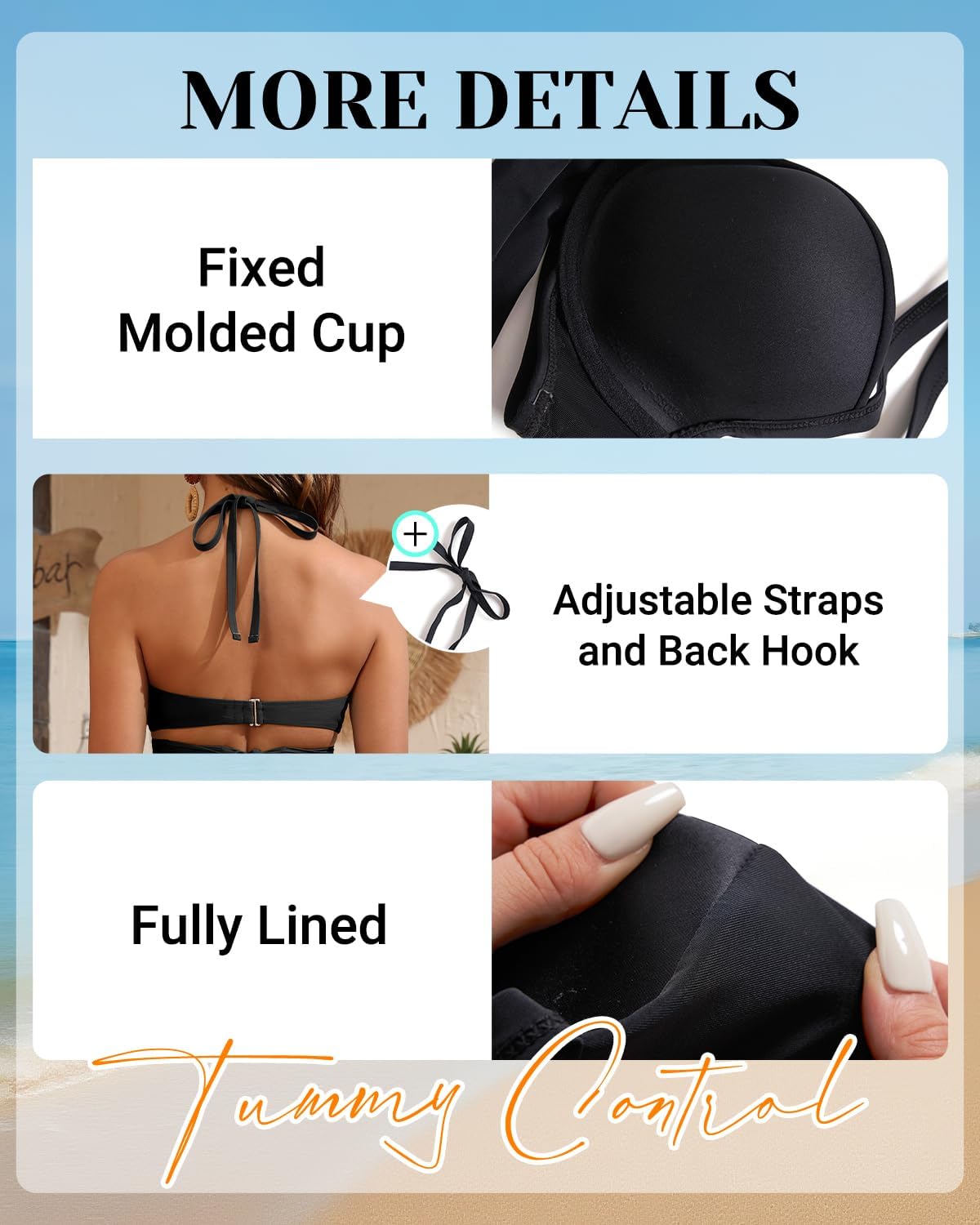 High Waisted Underwire Bikini Sets - Women 2025 Two Piece Swimsuits Halter Bathing Suits with Tummy Control Bottom - Image 5