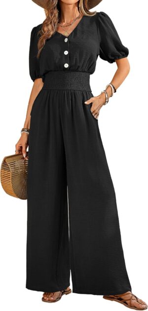 LOOKBOHO Womens Jumpsuits Short Sle...