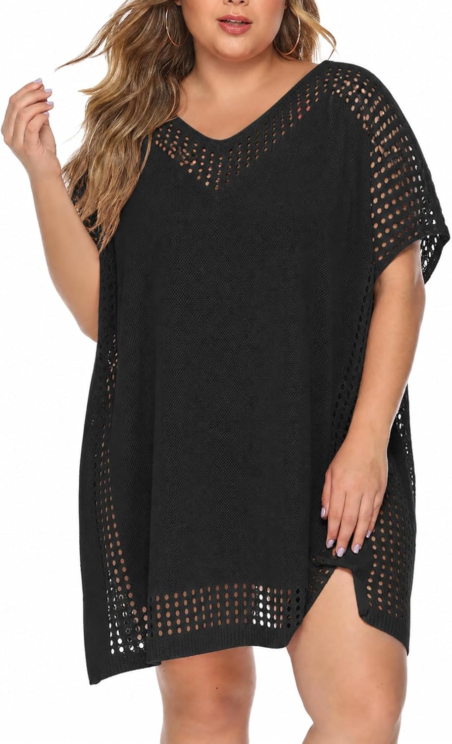 Chalier Womens Swimsuit Coverup Crochet Bathing Suit Cover Up, Plus Size Beach Cover Ups Hollow Out Bikini Dress