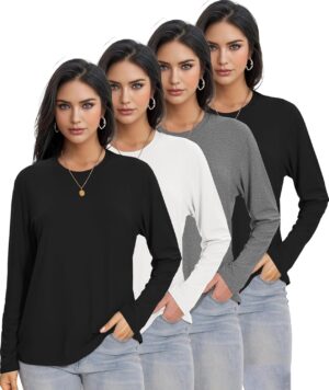 Kinglaman 4 Pack Womens Long Sleeve...