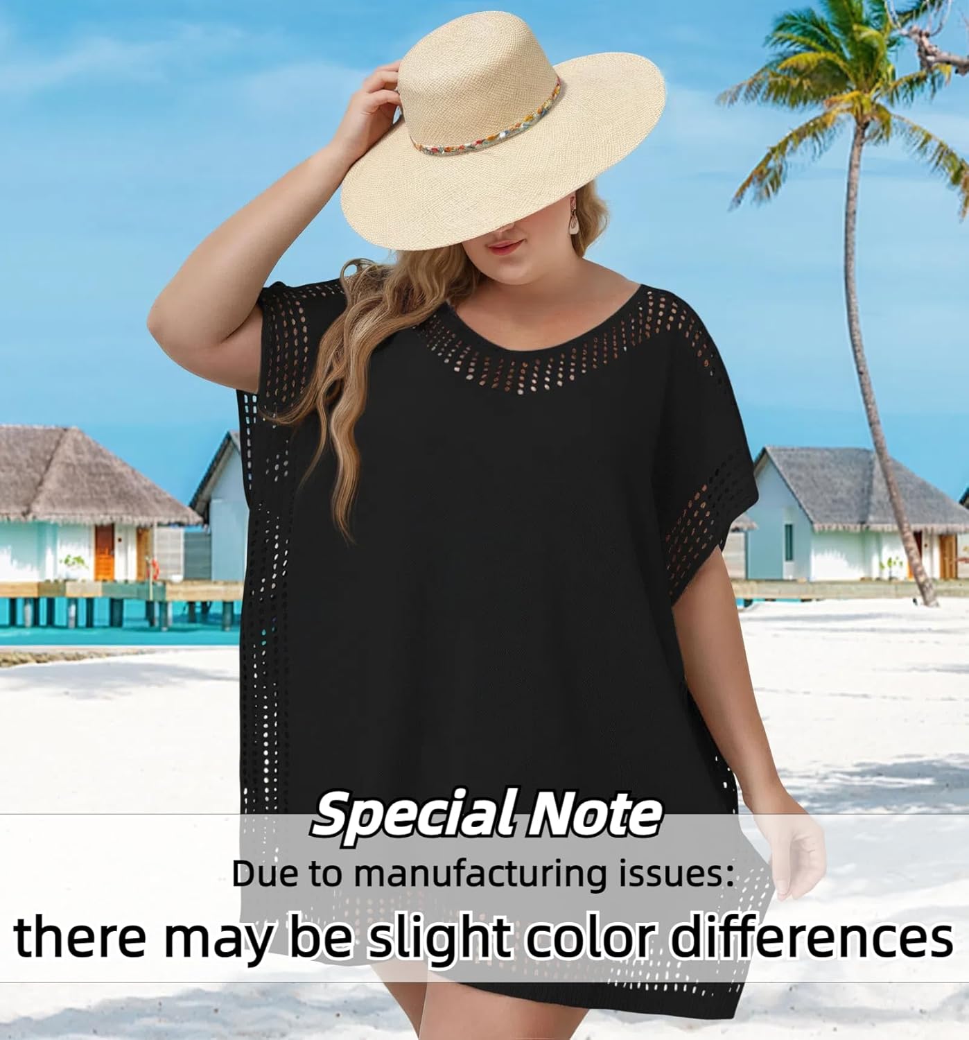 Chalier Womens Swimsuit Coverup Crochet Bathing Suit Cover Up, Plus Size Beach Cover Ups Hollow Out Bikini Dress - Image 4