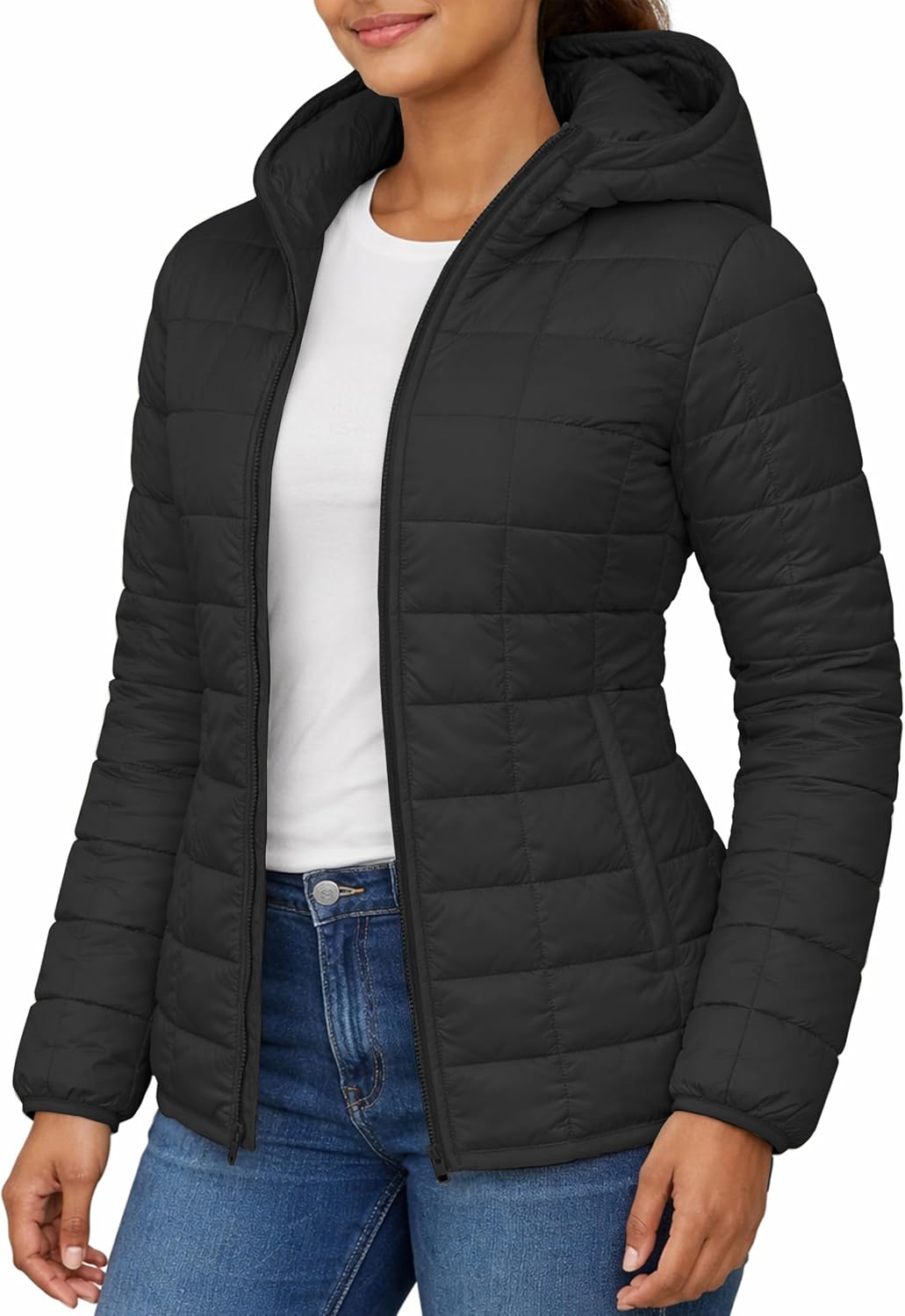 URBAN BUCK Packable Puffer Jacket Women with Hood – 32 Degree Lightweight Quilted Winter Puff Foldable Jacket for Women - Image 2