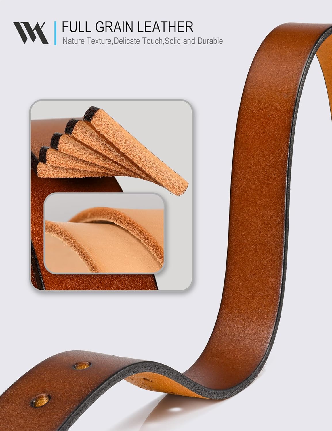 WOLFANT Womens Casual leather Jean Belt,1.1" Ladies Belt with Gold Buckle,100% Italian Full Grain Real Solid Leather - Image 2