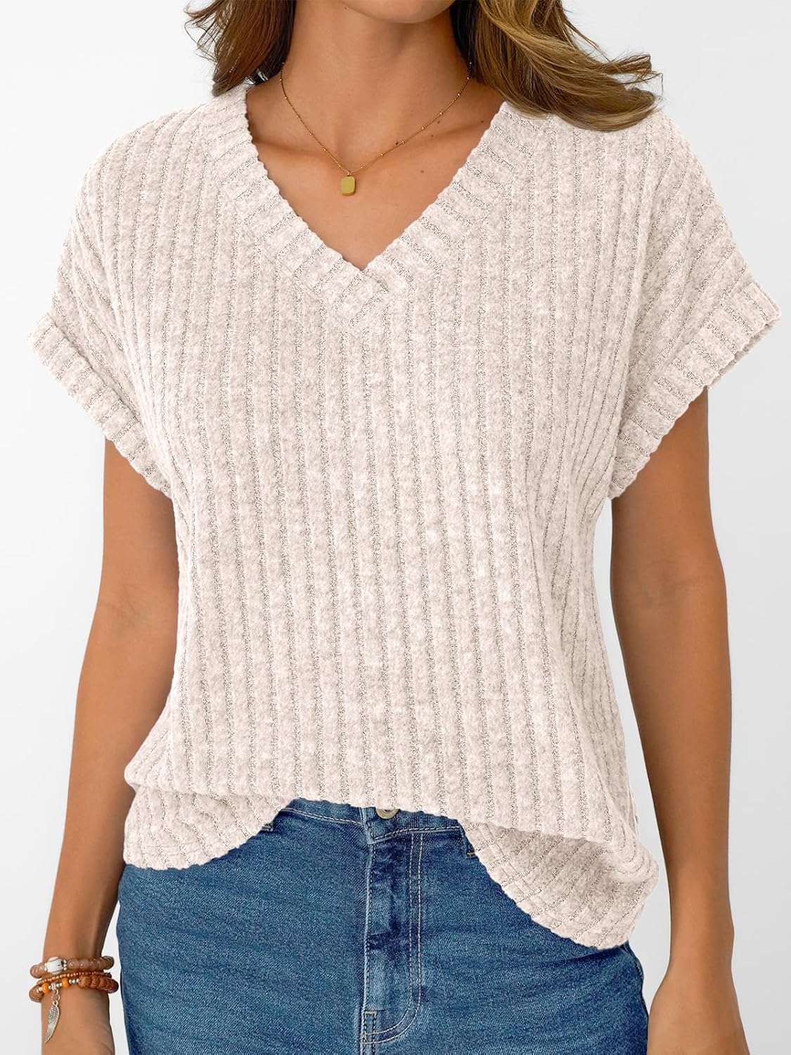 AUTOMET Womens Short Sleeve Sweaters 2026 V Neck Cute Summer Tops - Image 2