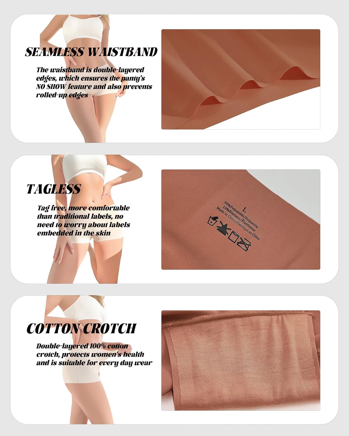 CUTE BYTE Womens Seamless Boy Shorts Underwear Soft Stretch No Show Boxer Shorts Briefs Panties for Ladies 4 Packs - Image 4