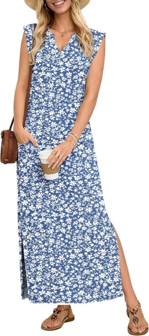 AUSELILY Women’s V Neck Maxi ...