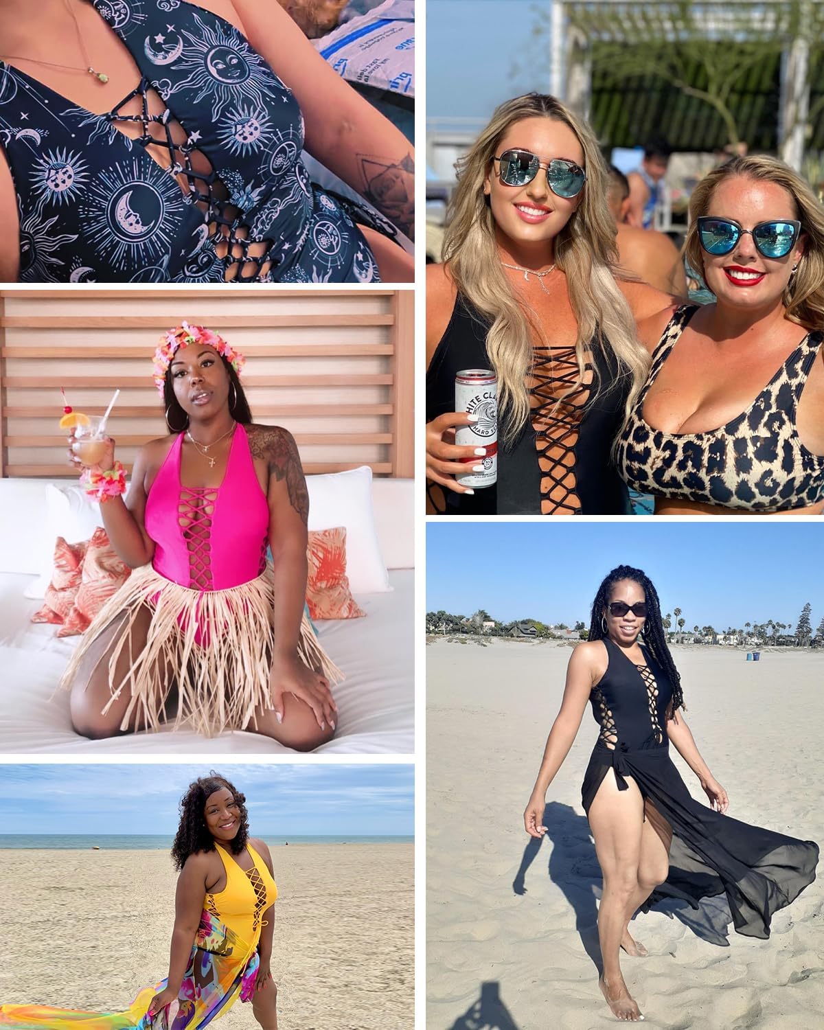 Holipick Women Sexy One Piece Swimsuit One Shoulder Bathing Suit Lace Up Swimwear Monokini - Image 7