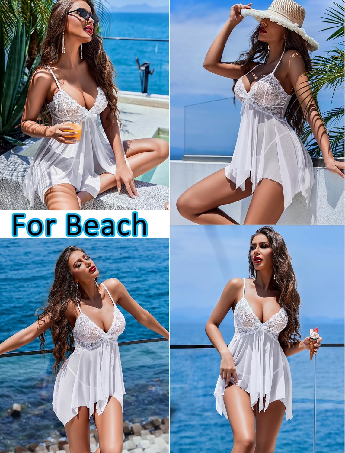 Avidlove Lingerie for Women Lace Babydoll Sleepwear Boudoir Outfits Plus Size Langeray XS-5XL - Image 3