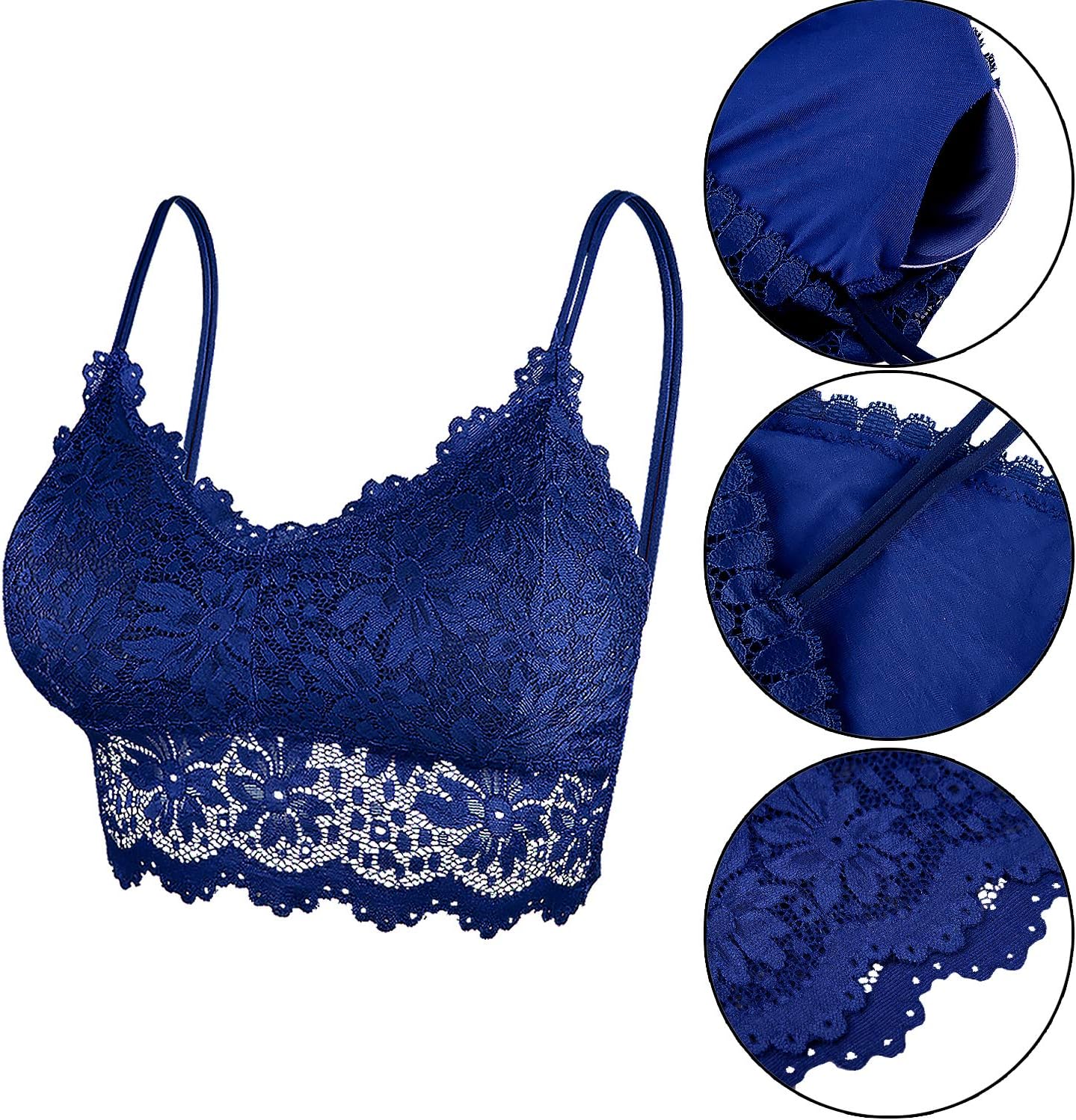 Duufin 5 Pcs Lace Bralettes for Women Bralette Padded Lace Bandeau Bra - Image 2