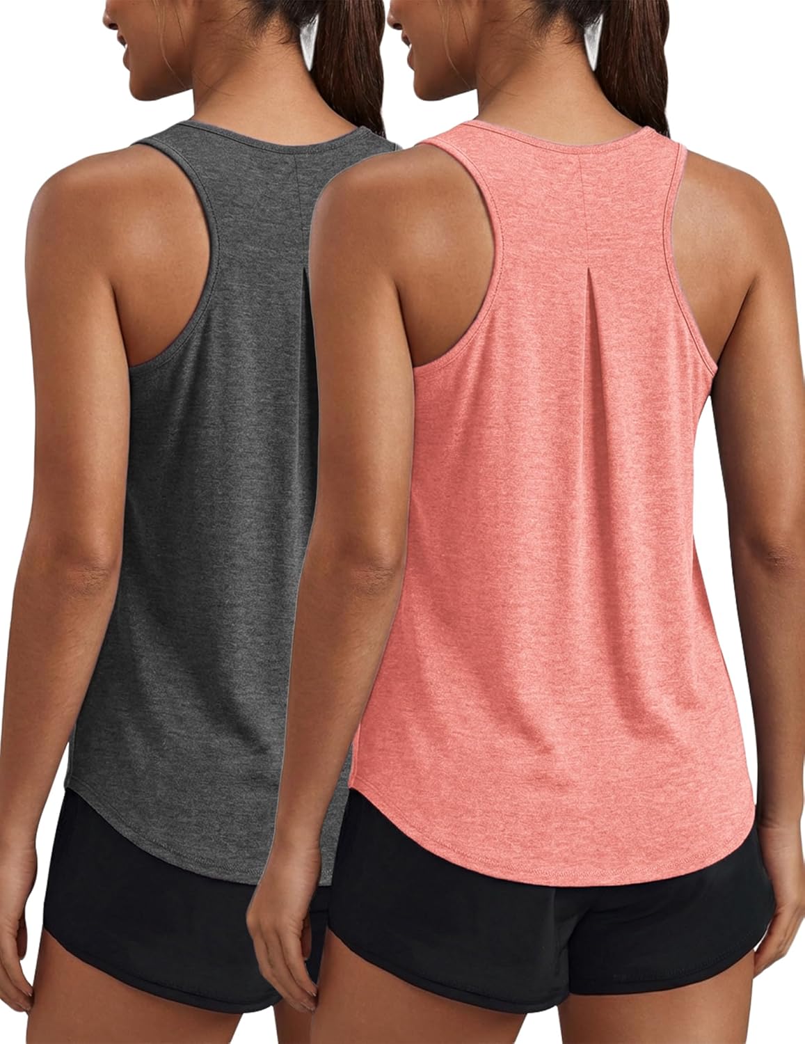 PINSPARK Workout Tops for Women Racerback Tank Top Pack Sleeveless Athletic Running Tops Loose Gym Shirt Quick Dry Yoga Tank