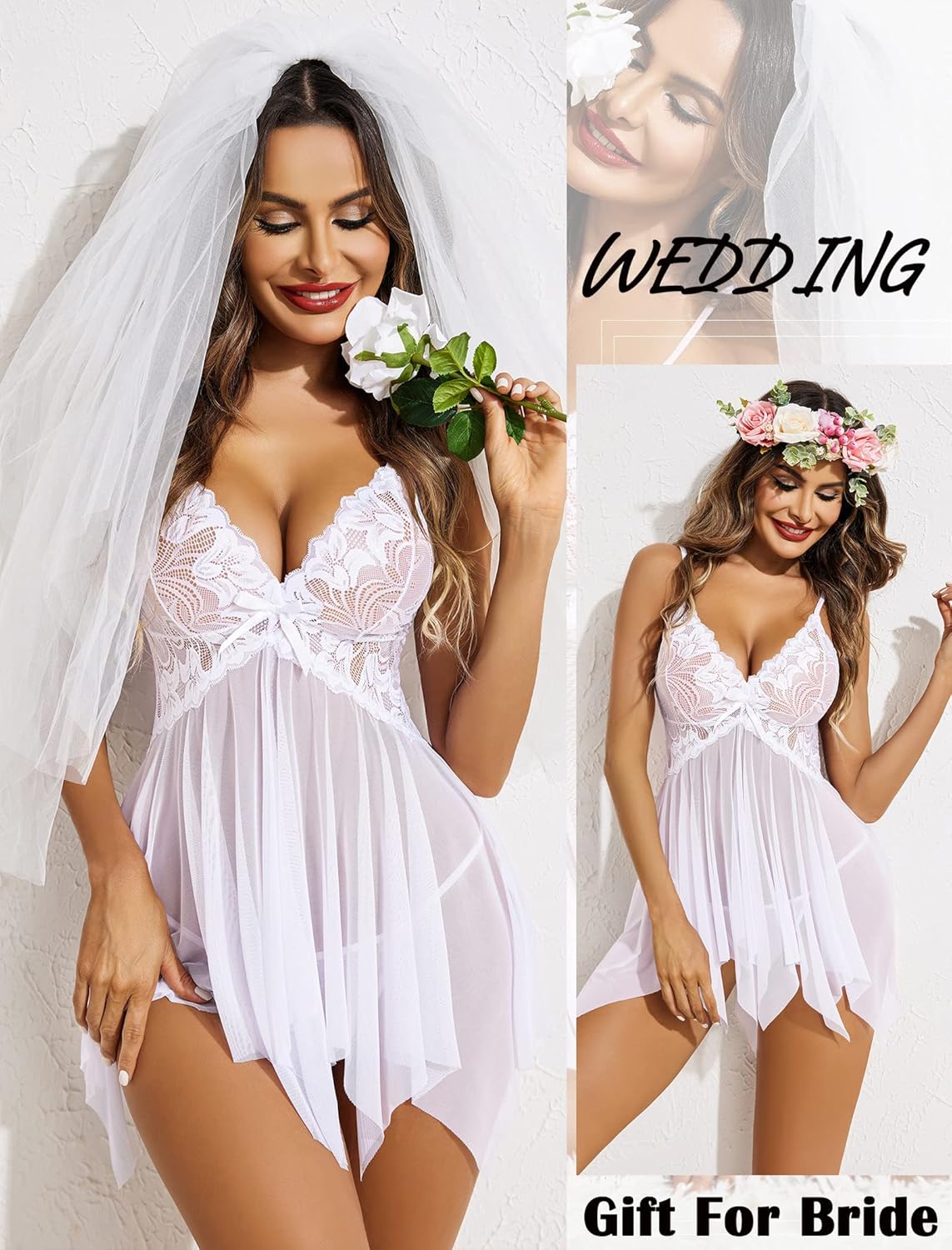Avidlove Lingerie for Women Lace Babydoll Sleepwear Boudoir Outfits Plus Size Langeray XS-5XL - Image 8