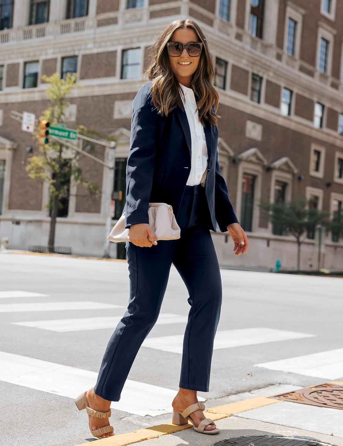 luvamia Women's Two Piece Sets Pants Suits Dressy Business Casual Outfits Professional Blazer Pantsuits Set Work Office - Image 6