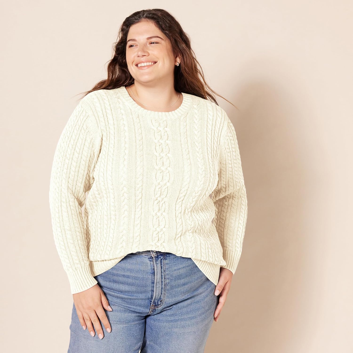 Amazon Essentials Women's Soft Fisherman Cable Knit Long-Sleeve Crewneck Sweater (Available in Plus Size) - Image 6
