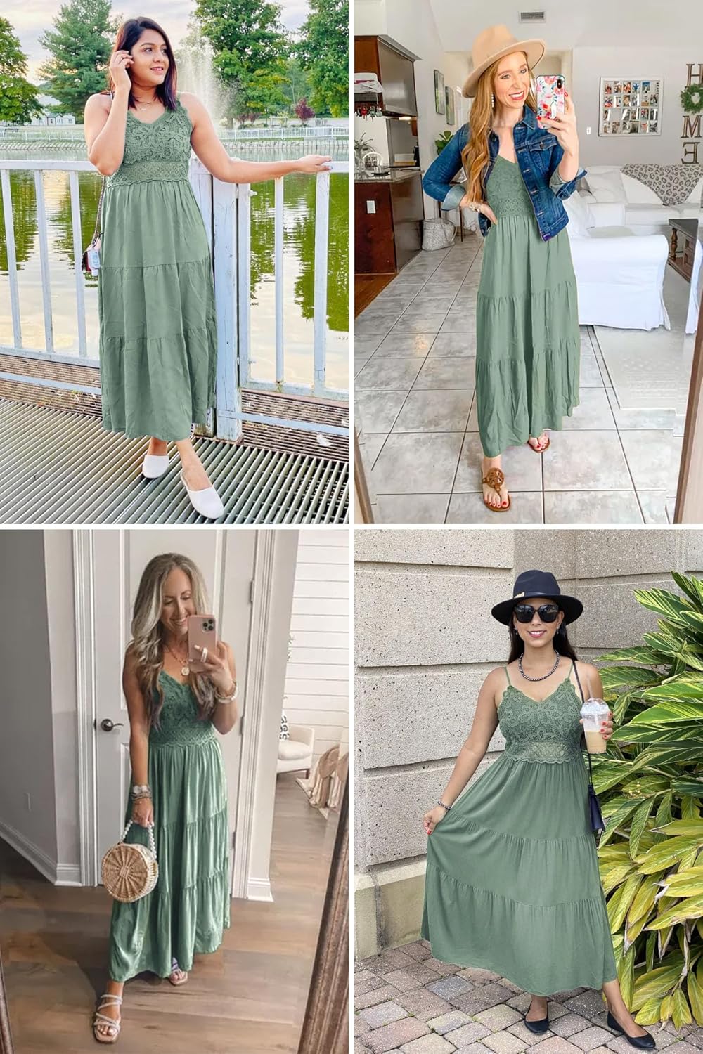 Dokuritu Women's Beach Crochet Lace Maxi Dress Solid Color Summer Vacation Spaghetti Strap Long Dress 2026 - Image 4