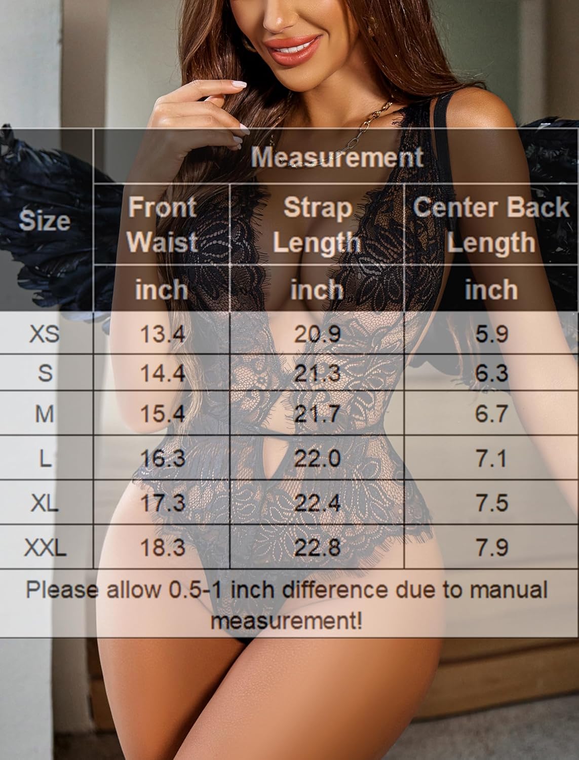 Avidlove Women One Piece Lingerie Lace Bodysuit Deep V Teddy Mini Babydoll - Image 7