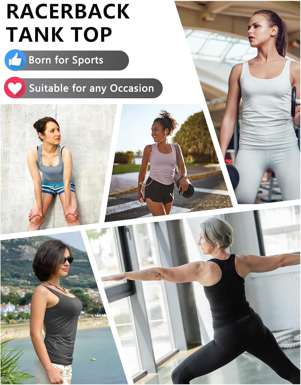 Dalavch 5 Pack Women's Workout Racerback Tank Tops Spandex Yoga Athletic Running Gym Sports Crop Tops for Women - Image 6