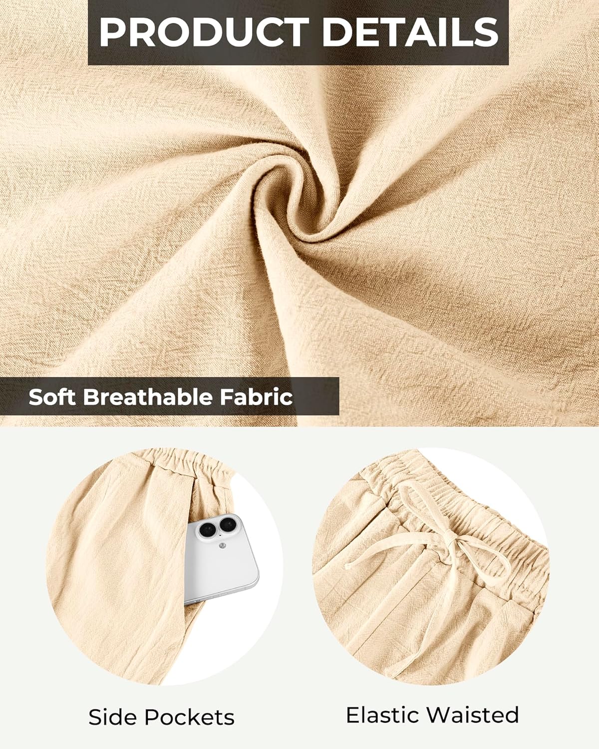 Women's Casual Capris Pants High Waist Pants Drawstring Loose Fit Summer Trousers with Pockets for Beach Vacation - Image 4