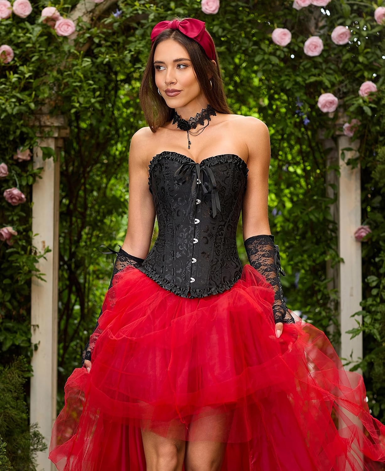 SZIVYSHI Corset Tops for Women, Bustier Shapewear Lingerie, Lace Waist Push Up Bodysuit - Image 2