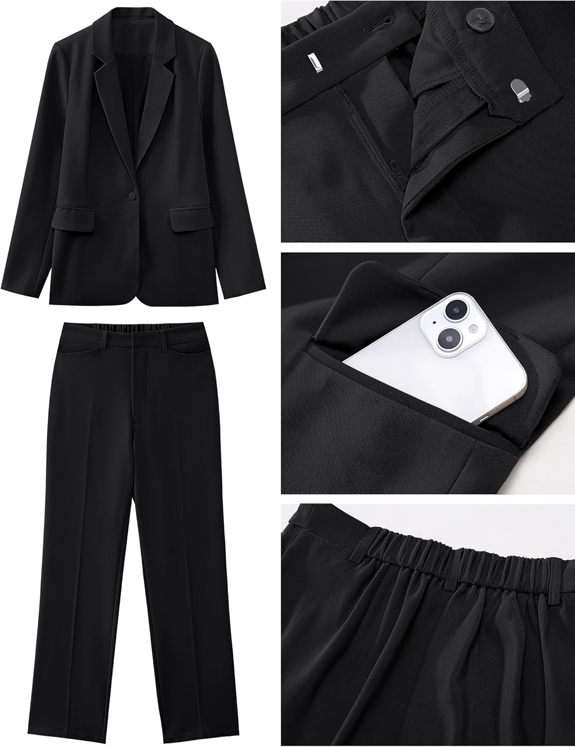 luvamia Women's Two Piece Sets Pants Suits Dressy Business Casual Outfits Professional Blazer Pantsuits Set Work Office - Image 5