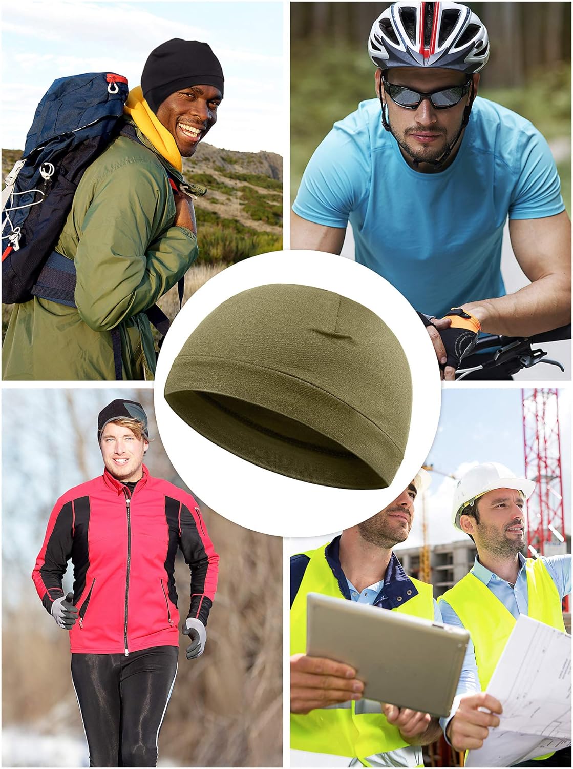 Syhood 4 Pcs Cotton Skull Caps for Men Women Breathable Beanie Thin Sleep Hat Night Running Cap Helmet Liner for Cycling Gym - Image 7