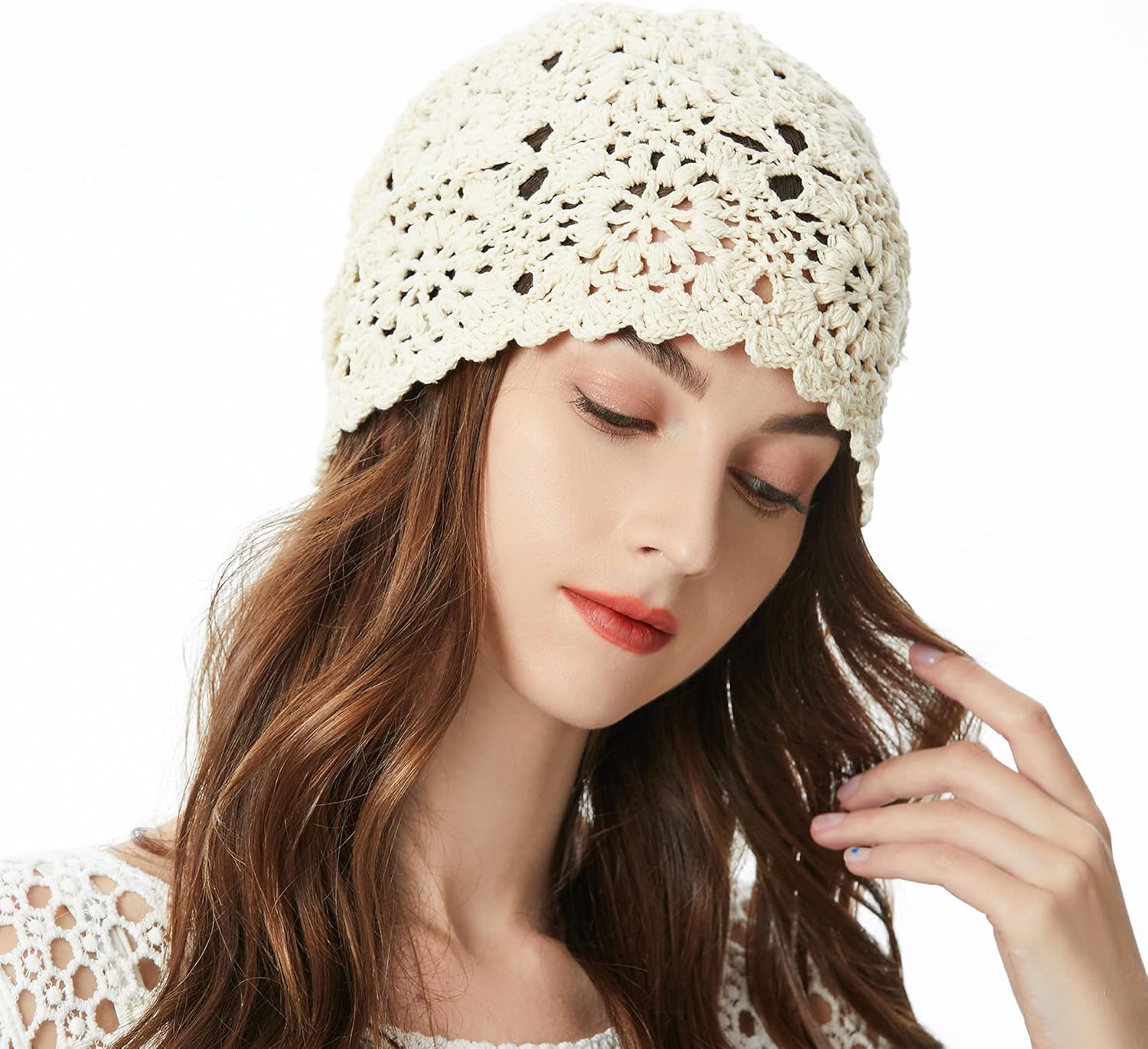 ZLYC Women Cotton Crochet Slouchy Beanie Hat Handmade Knit Summer Skull Cap - Image 2